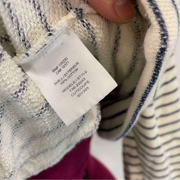 Joie Women's Super Soft Cotton Relaxed Fit Long Sleeve Striped Hoodie M - Picture 9 of 10